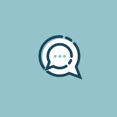 Logo concept of chat, media, soft, dialogue script, popup, spam, profile, software, communication, contact, social network. Support service, messenger