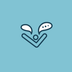 Logo concept of chat, media, soft, dialogue script, popup, support center, profile, dating software, communication, contact, social network. Support service, messenger