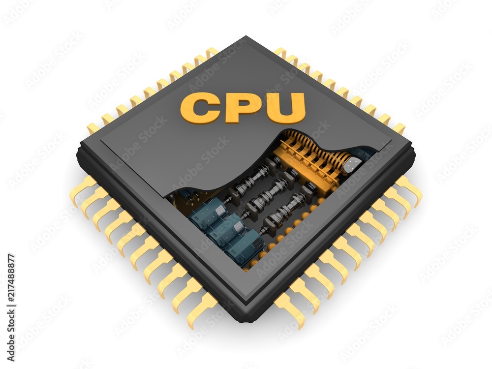 Poster the internal structure of the cpu, the reducer mechanism of gears, springs and motors, the idea of t