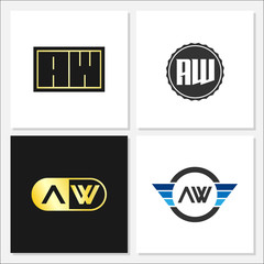 Initial Letter AW Logo Set - obrazy, fototapety, plakaty