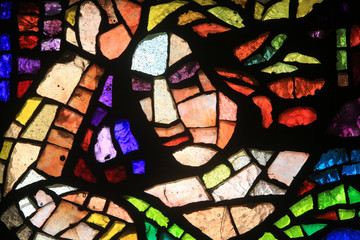 Vitrail de Paul Bony et d'Alexandre Cingria (1879-1945). Eglise Notre-Dame des Alpes. Stained glass by Alexandre Cingria. Notre-Dame des Alpes church..