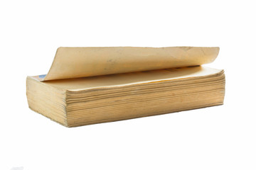 Old book on white background, self-growth, reading books, blank for text placement, mind