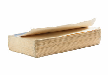 Old book on white background, self-growth, reading books, blank for text placement, mind