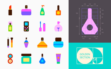 color cosmetics icons on a white background