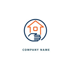 Abstract real estate agent logo icon vector design. Rent, sale of real estate vector logo, House cleaning, home security. Vector man and house logo concept.
