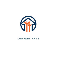 Abstract real estate agent logo icon vector design. Rent, sale of real estate vector logo, House cleaning, home security. Vector man and house logo concept.