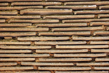 Old cream and white brick wall texture background