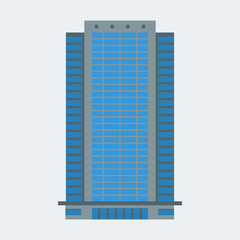 A skyscraper icon. A building, a modern house, an office, an apartment house. Flat style. Vector