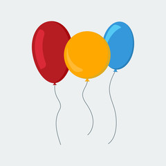Multi-colored balloons in a flat style isolated on white background. Vector