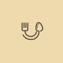 Abstract food logo icon vector design. Recipe, cooking, course, cafe, restaurant, fast food vector logo. Editable design. Cutlery logo. Cooking food, menu web icon.