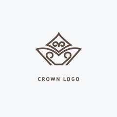 Obraz premium Abstract vetor crown logo vector design. Sign for beauty salon, elite accessories, jewelry, hotels, spa, wedding. Vintage decorative icon qween, king, princess.