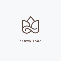 Abstract vetor crown logo vector design. Sign for beauty salon, elite accessories, jewelry, hotels, spa, wedding. Vintage decorative icon qween, king, princess.
