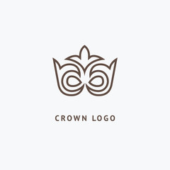 Obraz premium Abstract vetor crown logo vector design. Sign for beauty salon, elite accessories, jewelry, hotels, spa, wedding. Vintage decorative icon qween, king, princess.