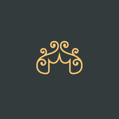 Abstract vetor crown logo vector design. Sign for beauty salon, elite accessories, jewelry, hotels, spa, wedding. Vintage decorative icon qween, king, princess.