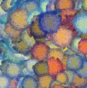 Abstract texture background. Digital painting in Vincent Van Gogh style artwork. Hand drawn artistic pattern. Modern art. Good for printed pictures, postcards, posters or wallpapers and textile print. © Avgustus