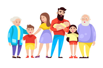 happy family. vector cartoon illustration