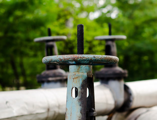 iron gate on a background of close-up valves