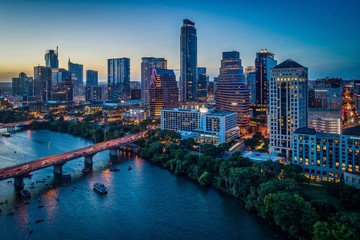 Austin, Texas Skyline bij zonsondergang