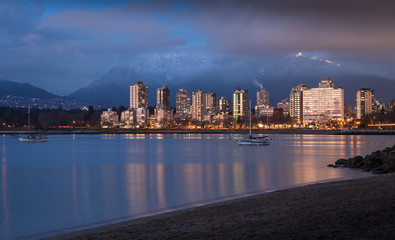 Fototapeta na wymiar A view of Downtown Vancouver's West End at sunset.