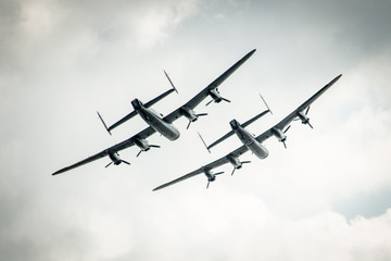 BBMF & Canadian Lancaster during an airshow in Clacton, England