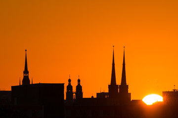 Sonnenaufgang Halle Saale Marktkirche