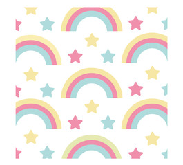 Rainbows and Stars Background Wallpaper for Children