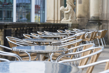 Street cafe without visitors