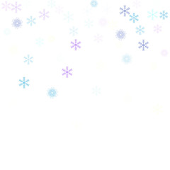 Falling down snow confetti, snowflake vector border. Festive winter, Christmas, New Year sale background. Cold weather, winter storm, scatter texture. Hipster snowfall falling snowflakes cool confetti