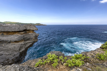 View from the Land Bridge next to Broken Beach on Nusa Penida, Indonesia.