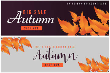 Autumn sale text banners for shopping promo. web banner template. vector illustration