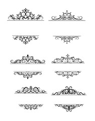 Vintage vector swirl frame set on white