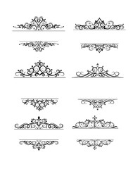 Vintage vector swirl frame set on white