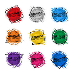 Set Grunge splash banner. Vector splatter labels with space for text. Grunge label.