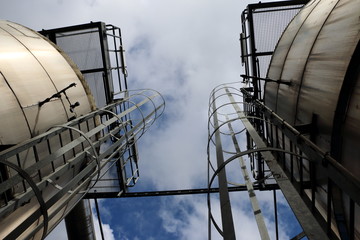 industrial tanks and cage ladders