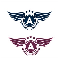 A initials royal wing emblem logo