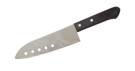 Steel kitchen knife isolated on white background.