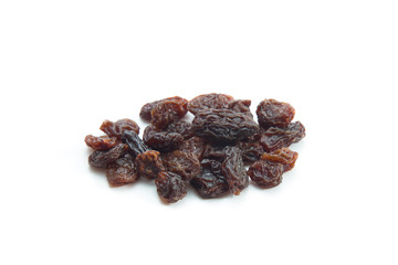 Raisins isolated on white background.