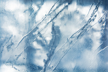 The texture of the ice. The frozen water.Winter background    