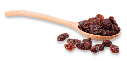 Raisins isolated on white with clipping path