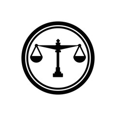Justice scale logo. Law icon. Attorney symbol. Vector eps 08.