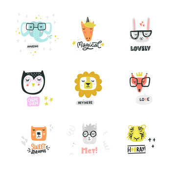Set Of Cute Animal Icons