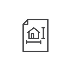 House blueprint outline icon. linear style sign for mobile concept and web design. Architectural project simple line vector icon. Symbol, logo illustration. Pixel perfect vector graphics