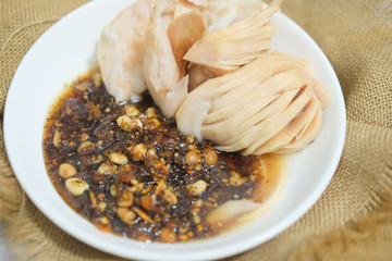 Delicious slice santol served with sweet and spicy sauce