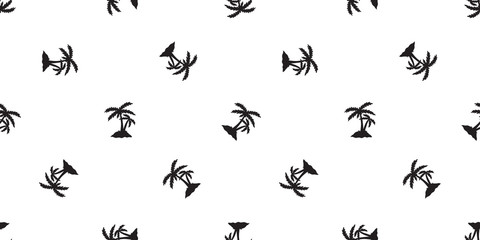 palm tree seamless pattern vector coconut tree island beach summer tropical tile background scarf isolated repeat wallpaper illustration
