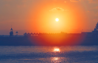 Photo landscape sunset at the sea