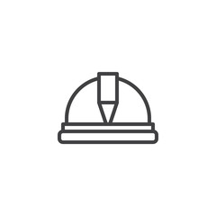 Safety helmet outline icon. linear style sign for mobile concept and web design. Hard hat simple line vector icon. Symbol, logo illustration. Pixel perfect vector graphics