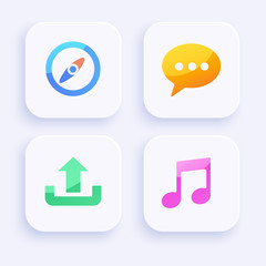 Icon Set for Mobile Interface on White Background : Vector Illustration