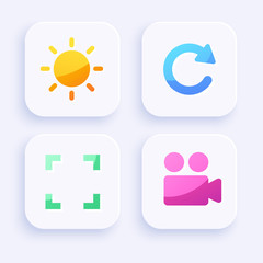 Icon Set for Mobile Interface on White Background : Vector Illustration