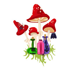 ПечатьMagic fly agarics. Holiday sticker.