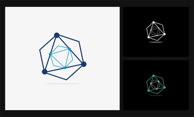 hexagon tech icon triangle logo